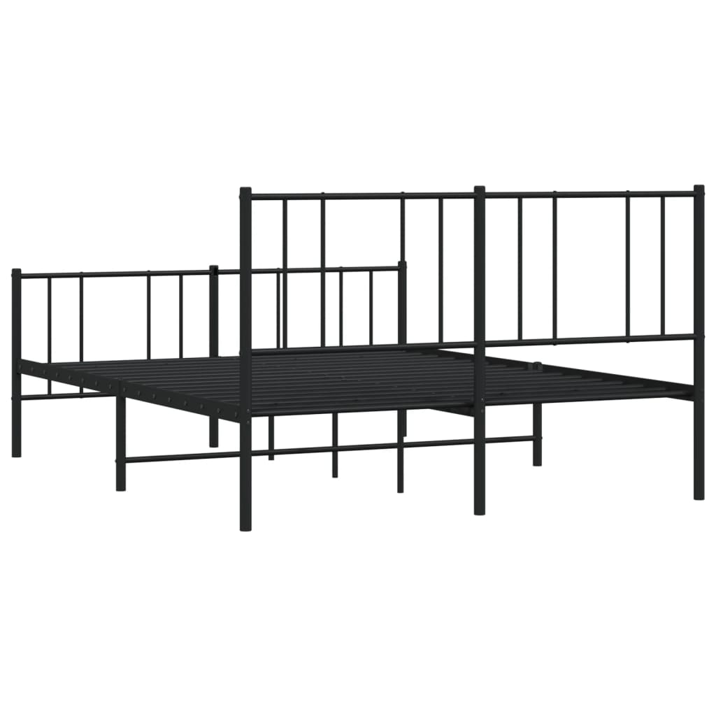 vidaXL Bedframe met hoofd- en voeteneinde metaal zwart 120x200 cm