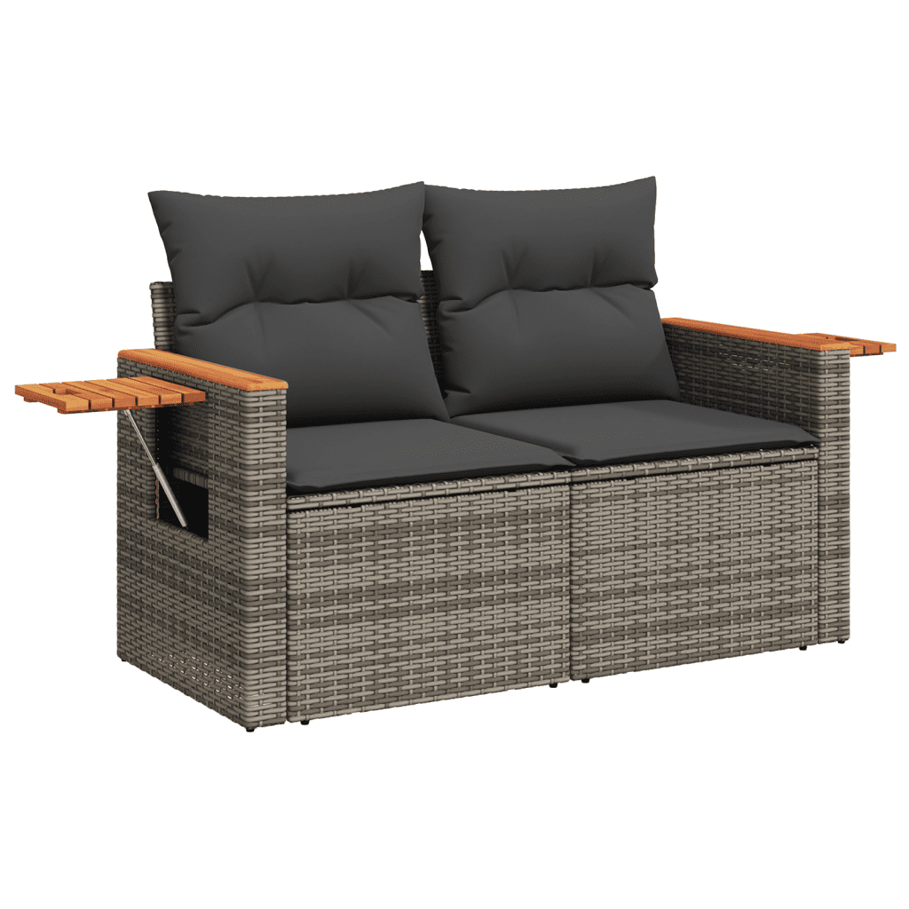 vidaXL 7-delige Loungeset met kussens poly rattan grijs