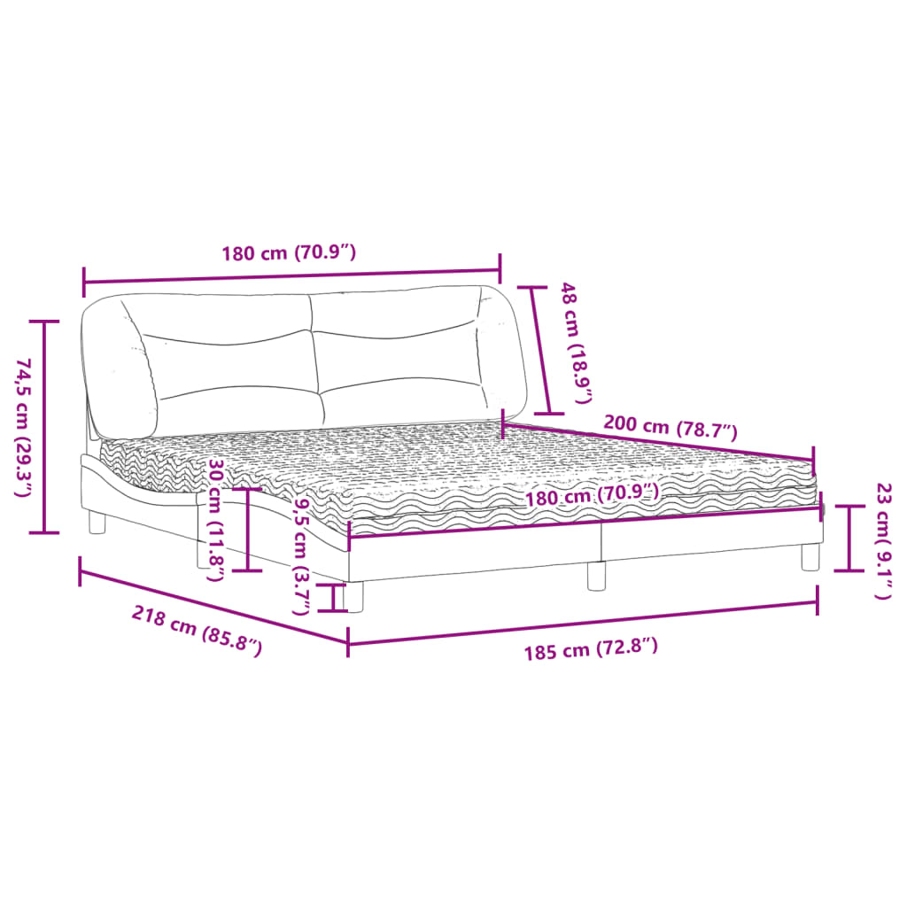 vidaXL Bed met matras kunstleer bruin 180x200 cm