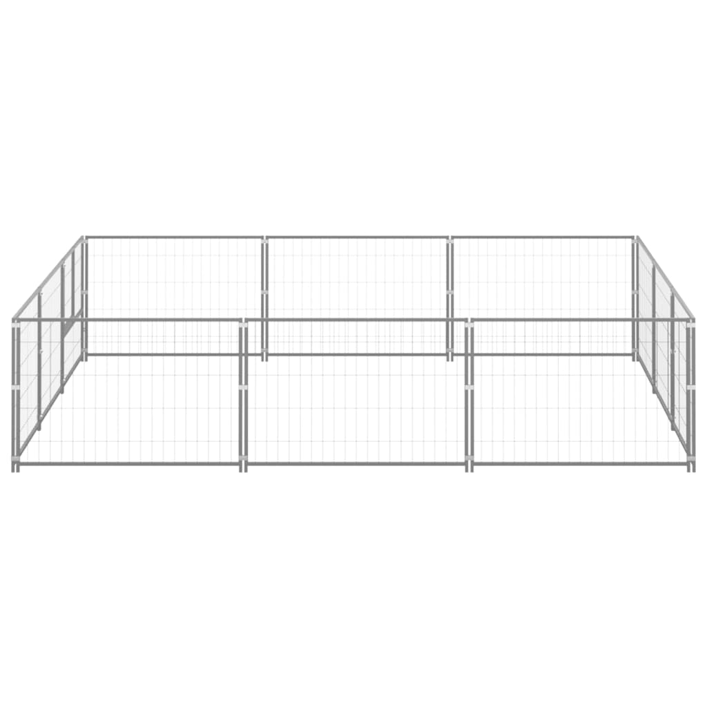 vidaXL Hondenkennel 9 m² staal zilverkleurig