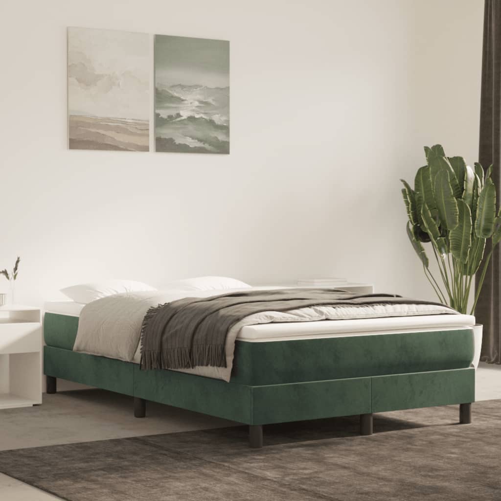 vidaXL Boxspring met matras fluweel donkergroen 120x190 cm