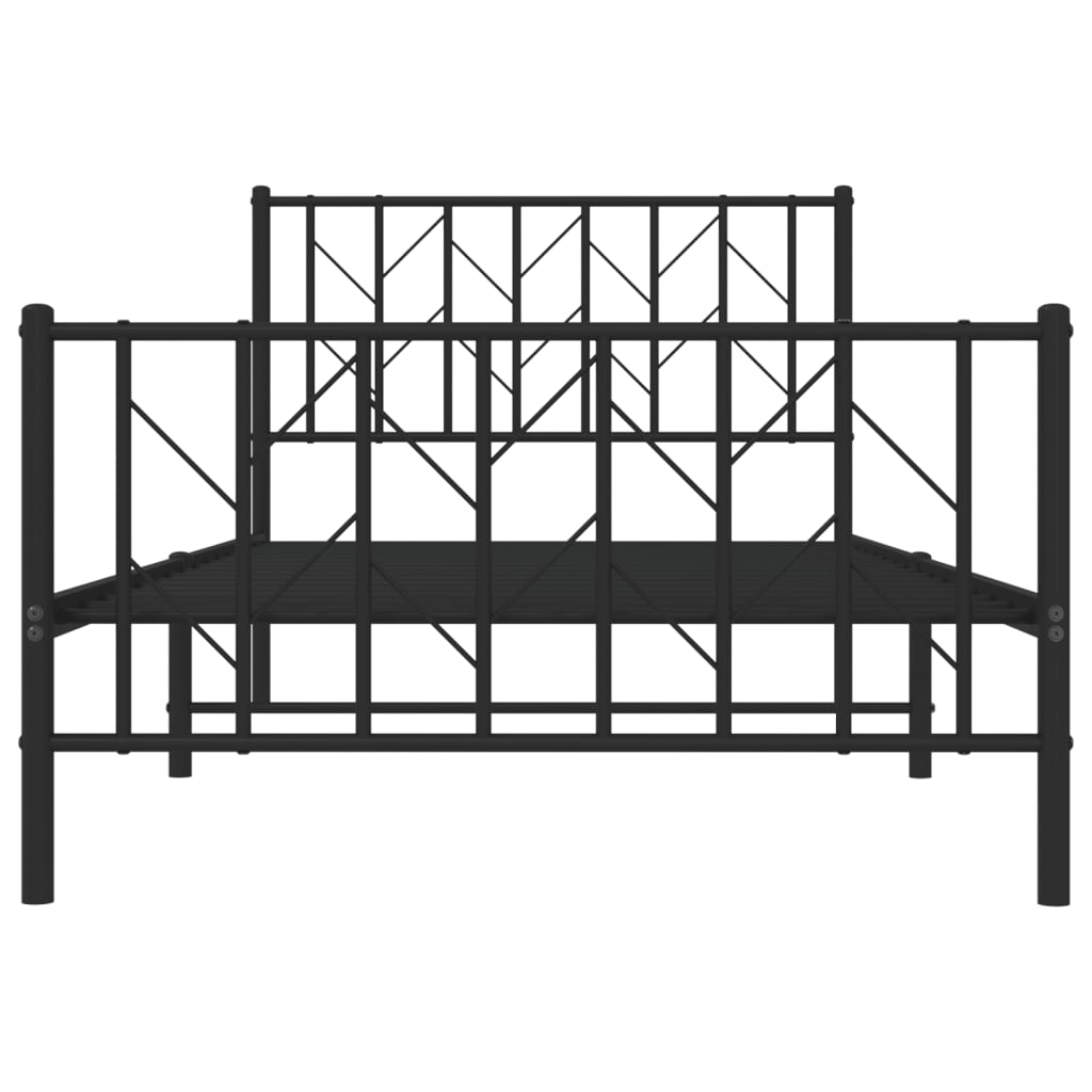 vidaXL Bedframe met hoofd- en voeteneinde metaal zwart 100x200 cm