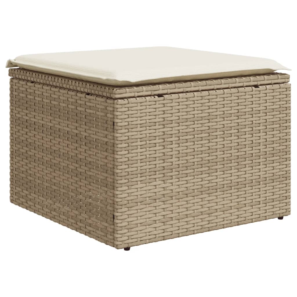 vidaXL 10-delige Loungeset met kussens poly rattan beige