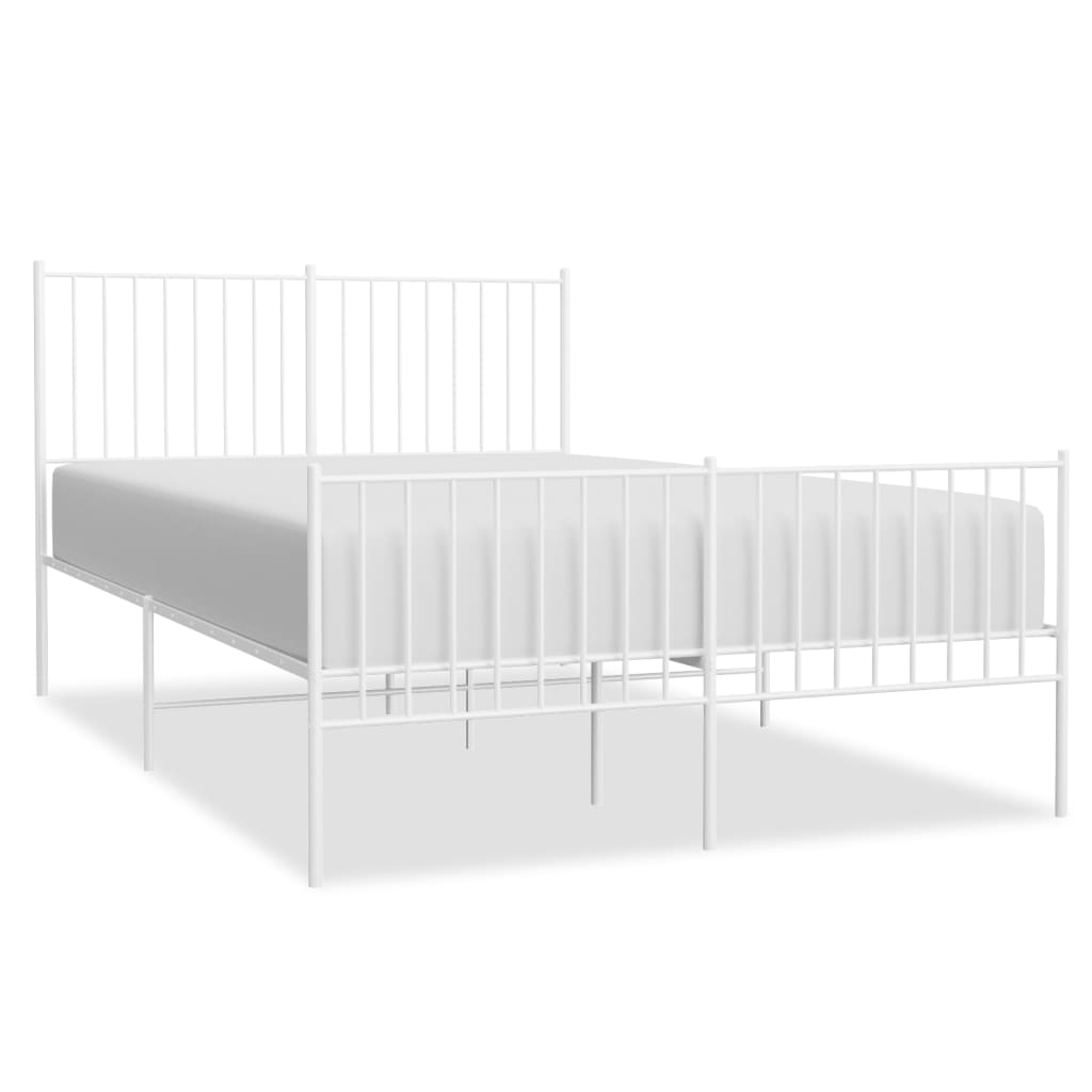 vidaXL Bedframe met hoofd- en voeteneinde metaal wit 140x200 cm