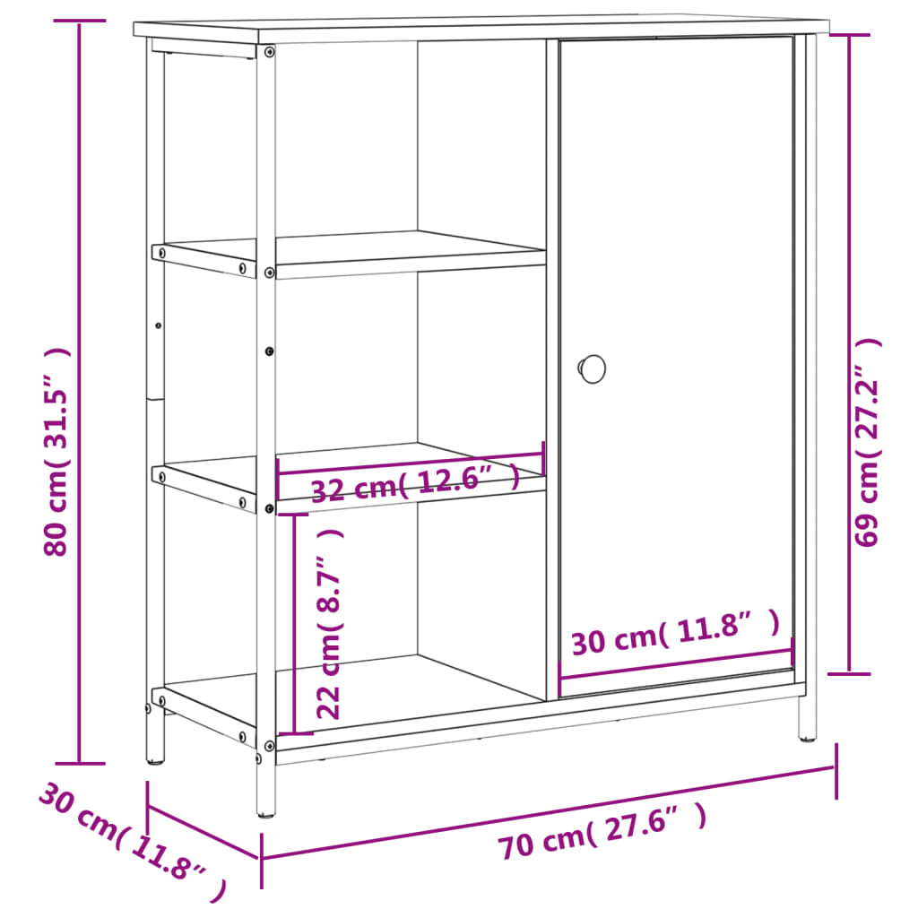 vidaXL Dressoir 70x30x80 cm bewerkt hout sonoma eikenkleurig