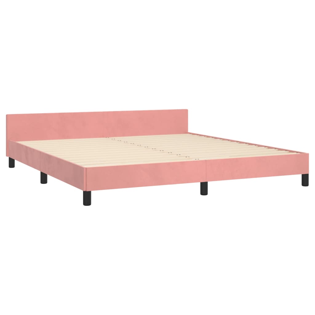 vidaXL Bedframe met hoofdeinde fluweel roze 180x200 cm