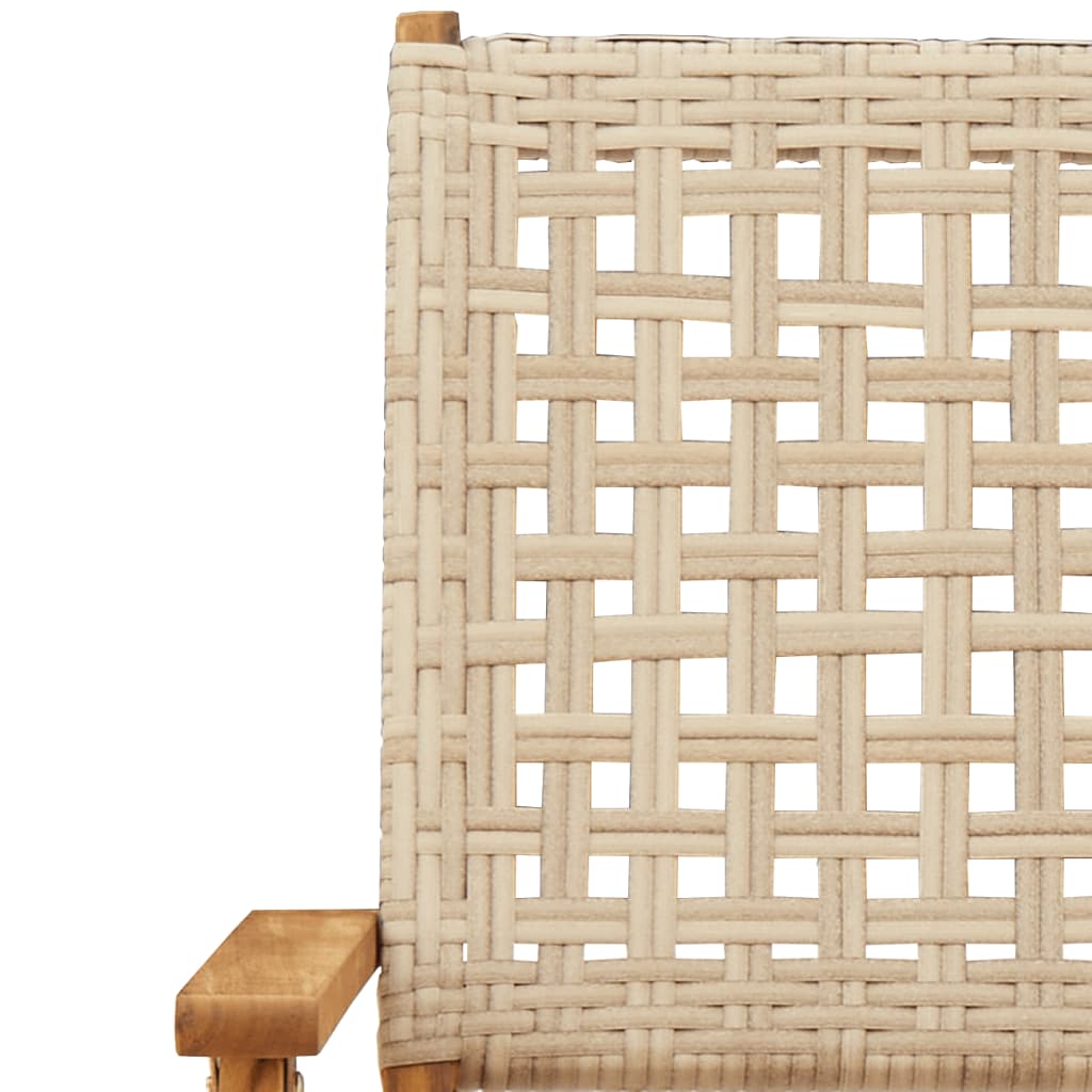 vidaXL Tuinstoelen 4 st inklapbaar poly rattan en massief hout beige