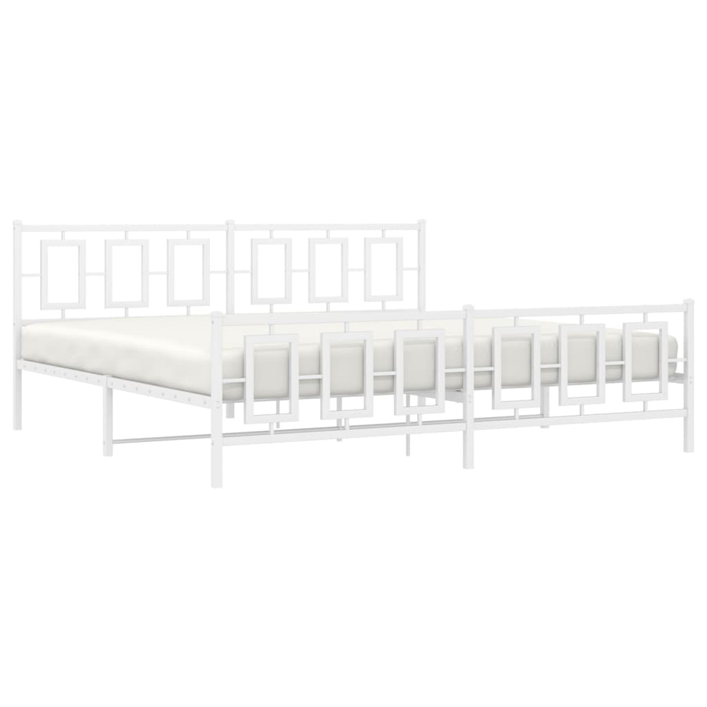 vidaXL Bedframe met hoofd- en voeteneinde metaal wit 200x200 cm