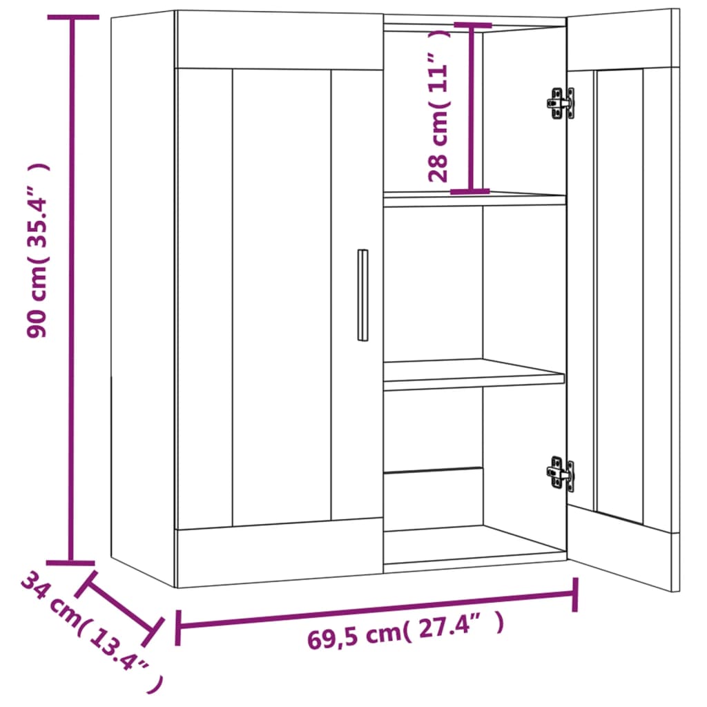 vidaXL Hangkast 69,5x34x90 cm gerookt eikenkleurig