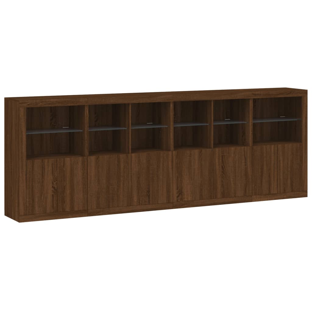 vidaXL Dressoir met LED-verlichting 283x37x100 cm bruin eikenkleur