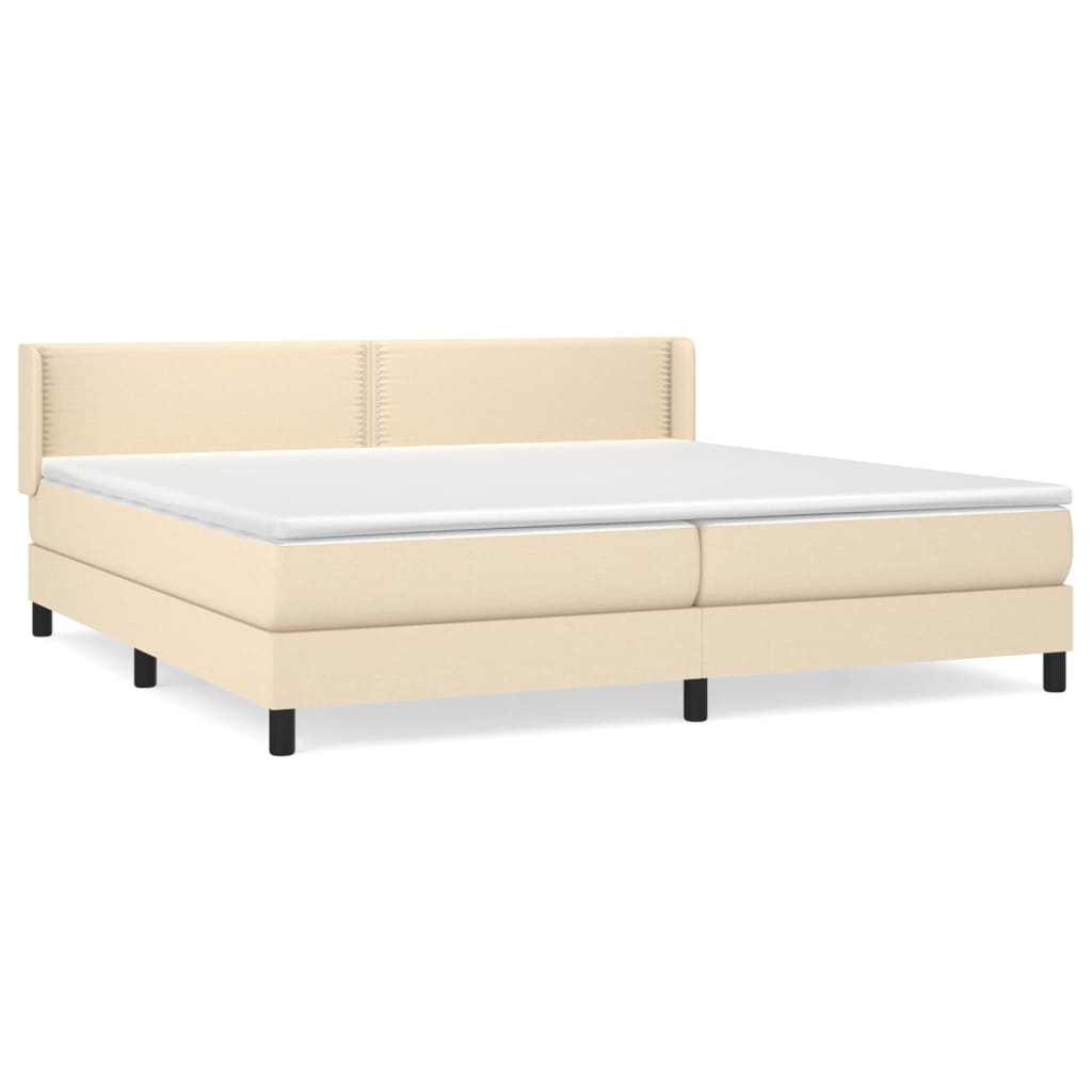 vidaXL Boxspring met matras stof crèmekleurig 200x200 cm