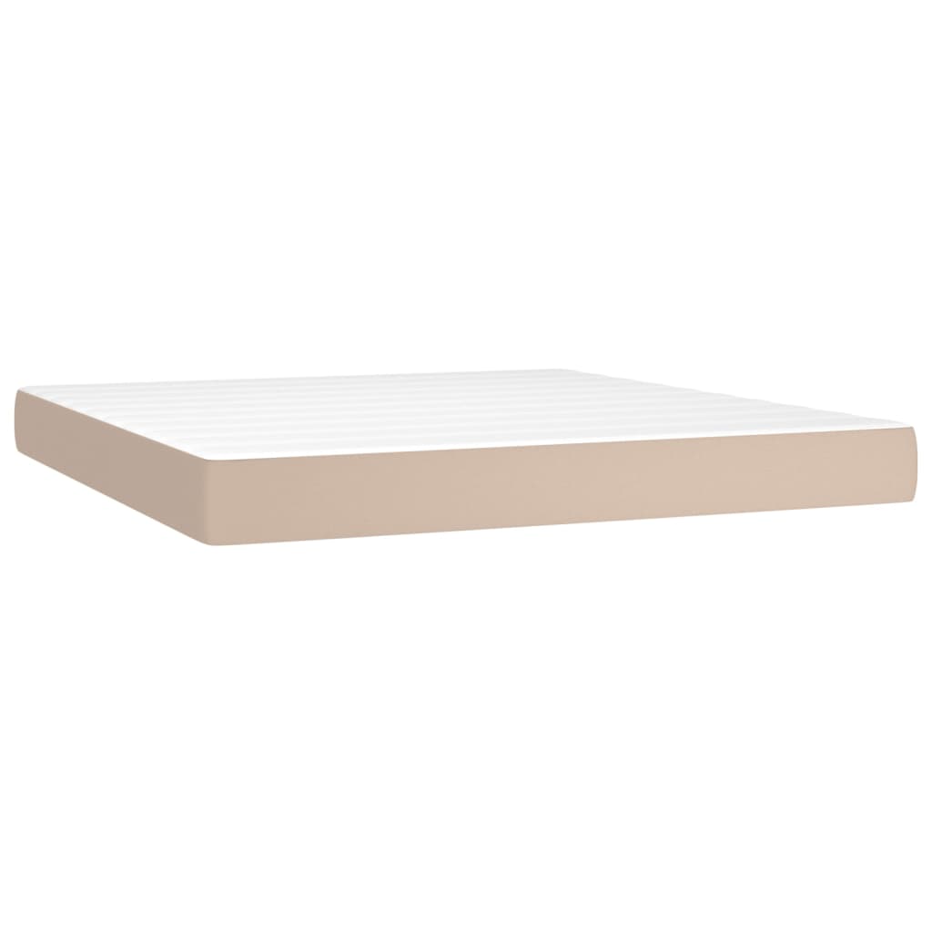 vidaXL Boxspring met matras en LED kunstleer cappuccinokleur 160x200cm