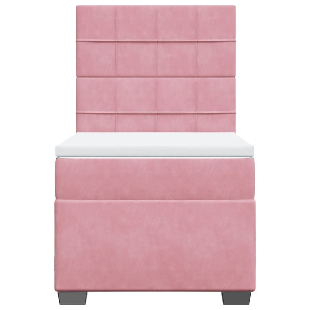 vidaXL Boxspring met matras fluweel roze 80x200 cm