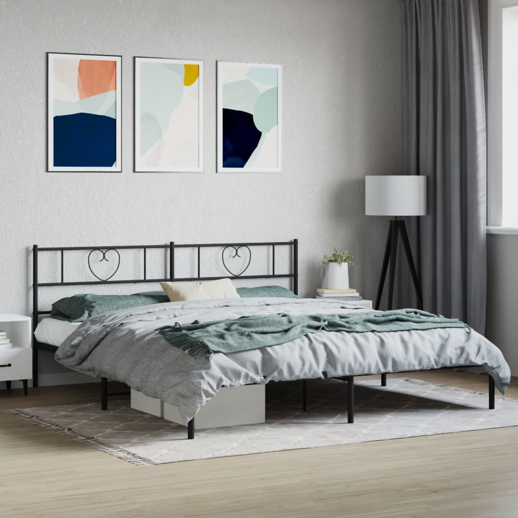 vidaXL Bedframe met hoofdbord metaal zwart 193x203 cm