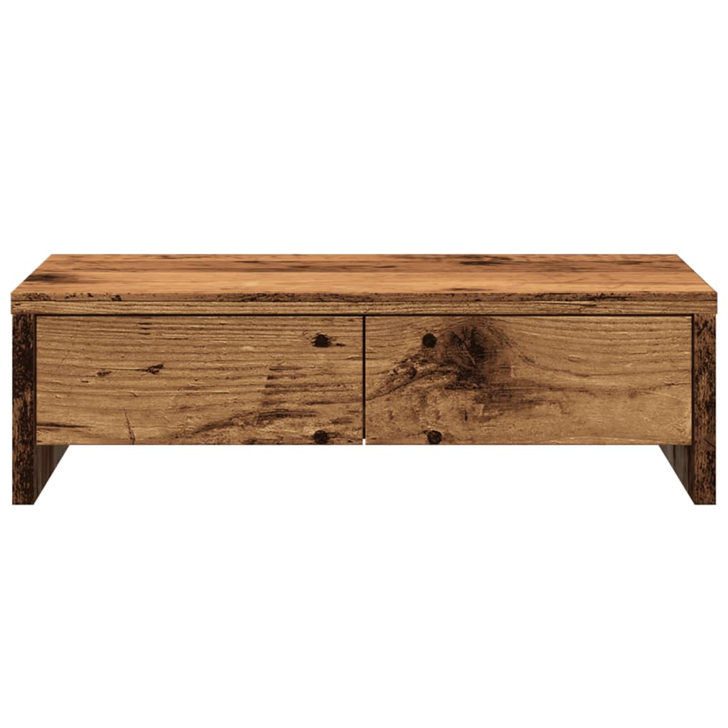 vidaXL Monitorstandaard met lades 50x27x15 cm bewerkt hout oud hout