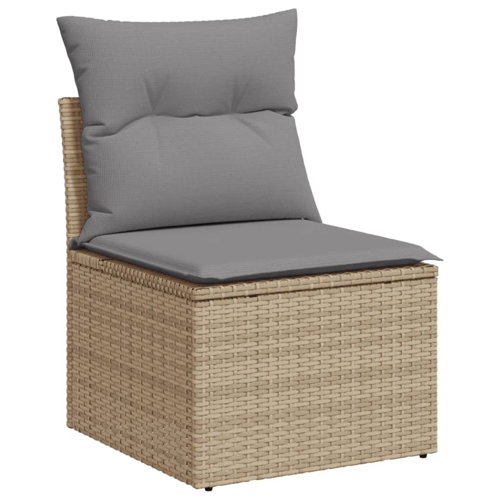 vidaXL 11-delige Loungeset met kussens poly rattan gemengd beige