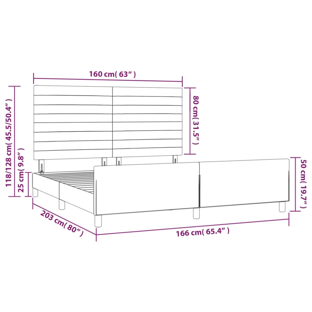 vidaXL Bedframe zonder matras stof crèmekleurig 160x200 cm