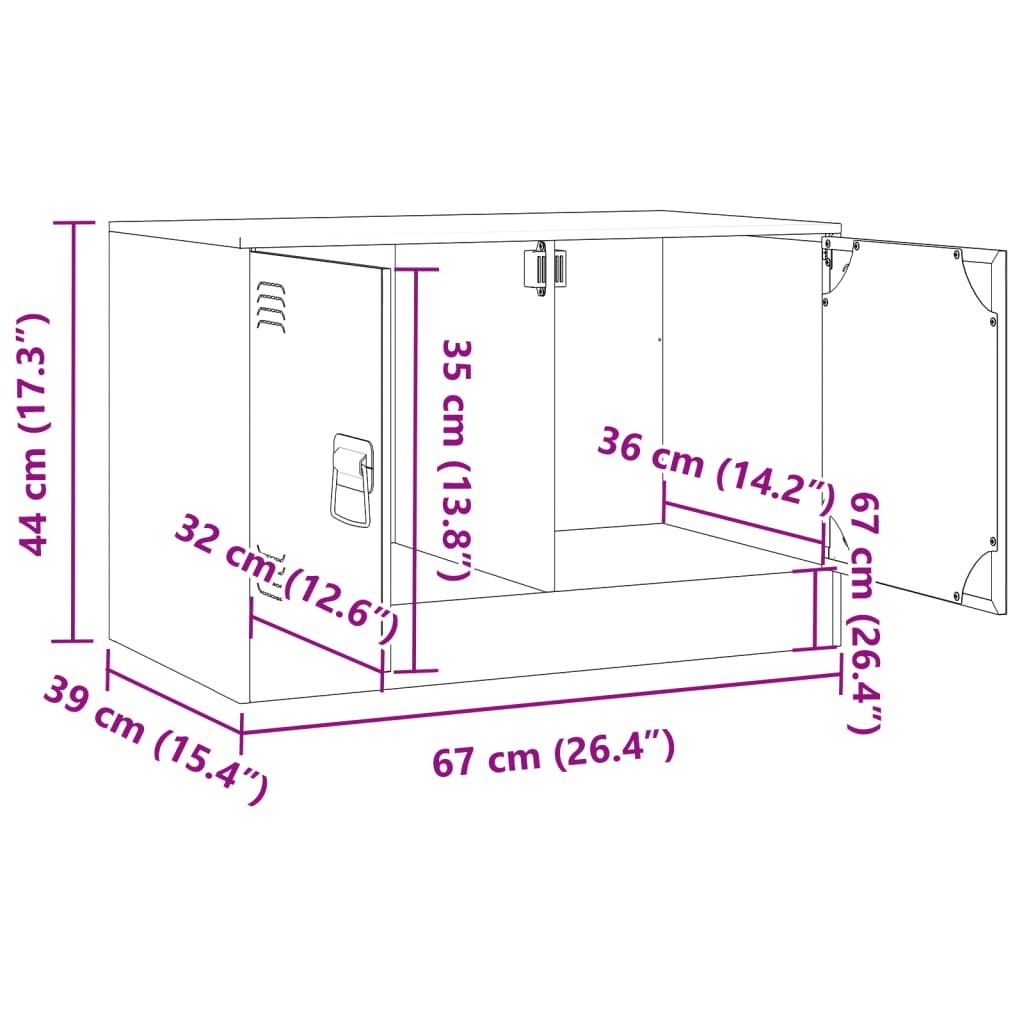 vidaXL Tv-meubel 67x39x44 cm staal antracietkleurig