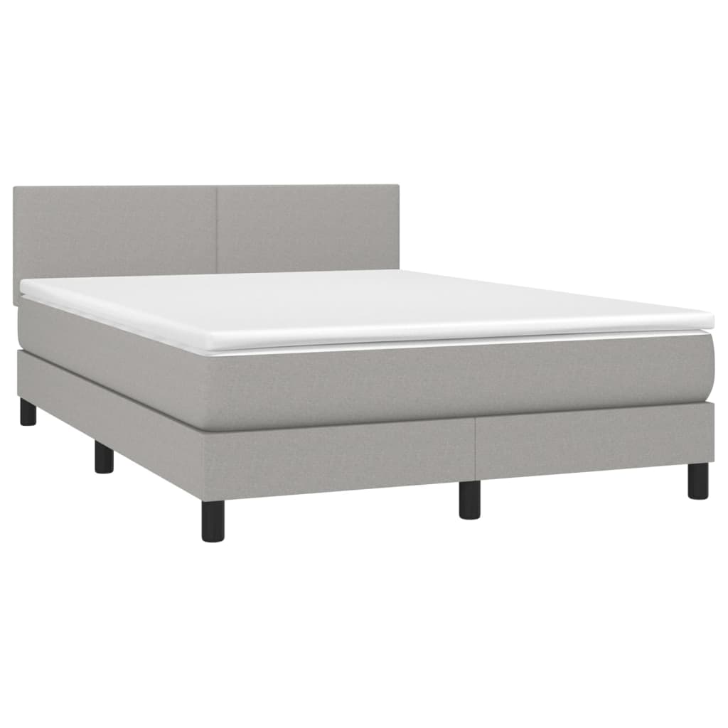 vidaXL Boxspring met matras stof lichtgrijs 140x190 cm