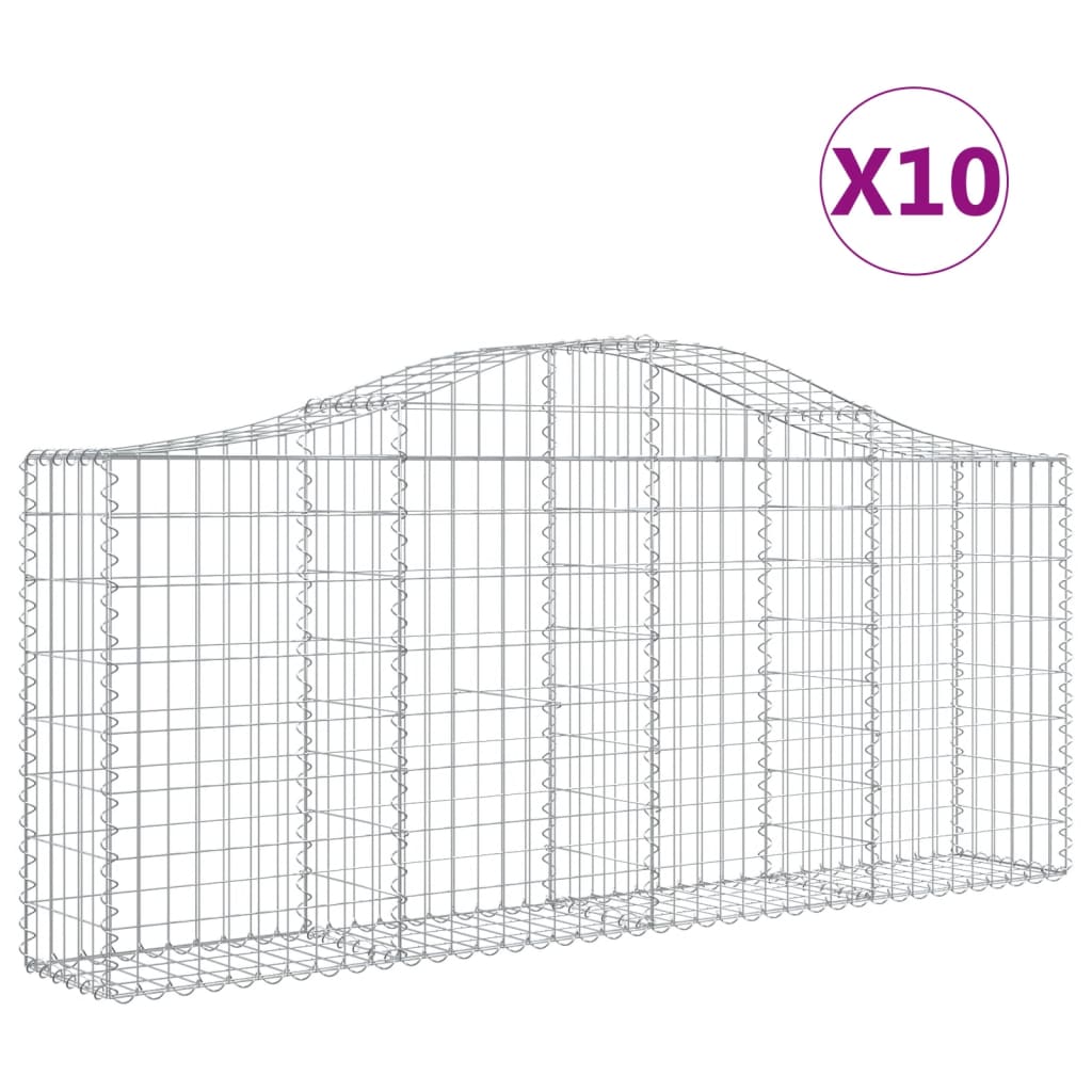 vidaXL Schanskorven 10 st gewelfd 200x30x80/100 cm ijzer