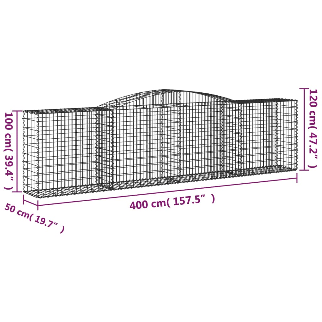 vidaXL Schanskorven 3 st gewelfd 400x50x100/120 cm ijzer