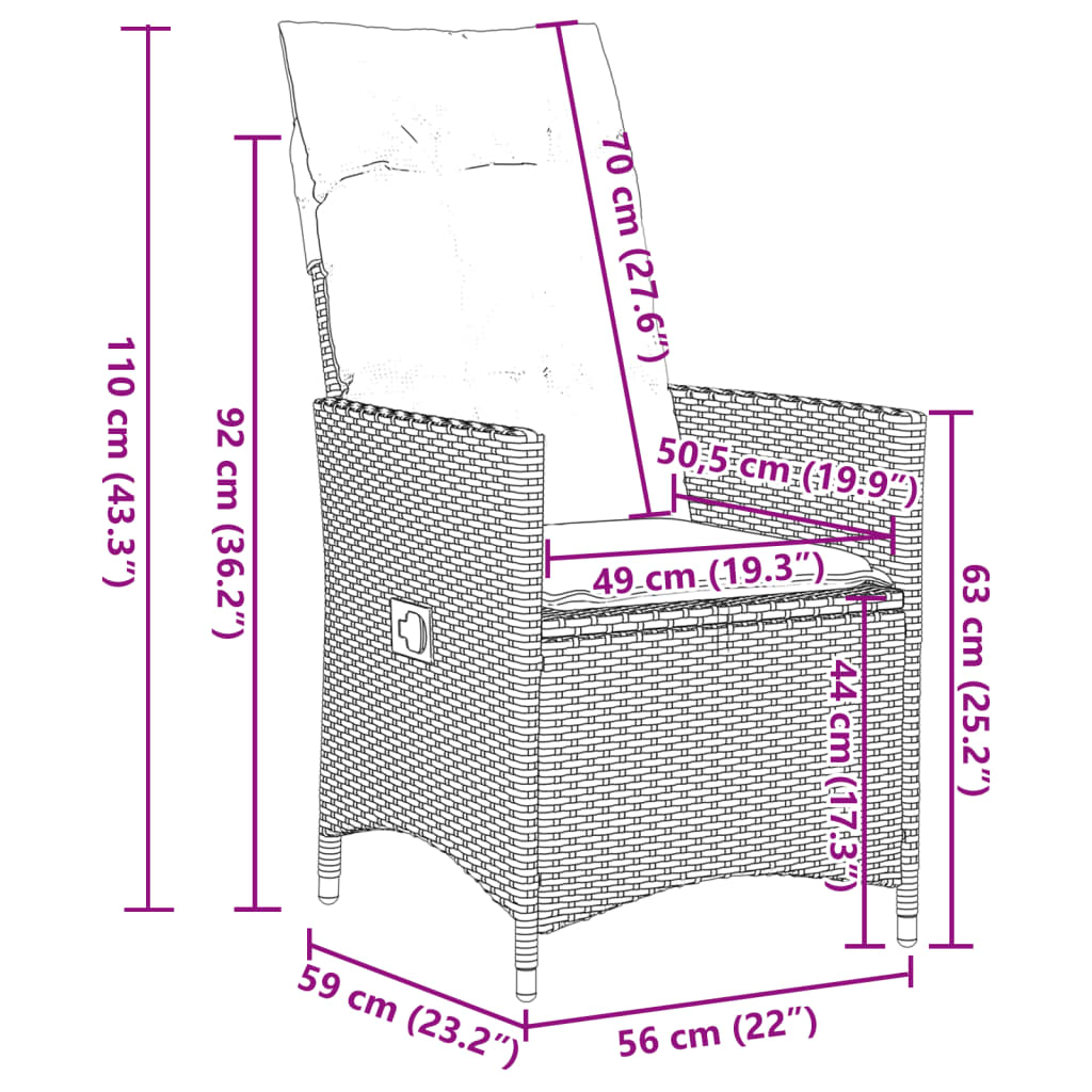 vidaXL 5-delige Tuinset met kussens poly rattan grijs