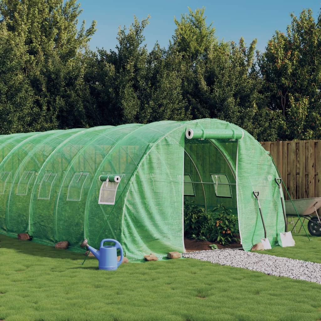 vidaXL Tuinkas met stalen frame 66 m² 22x3x2 m groen