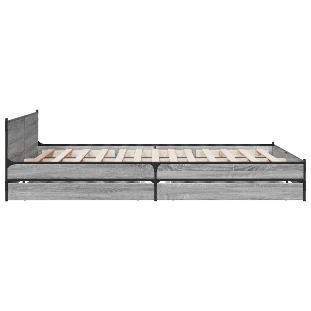 vidaXL Bedframe met lades bewerkt hout grijs sonoma eiken 160x200 cm