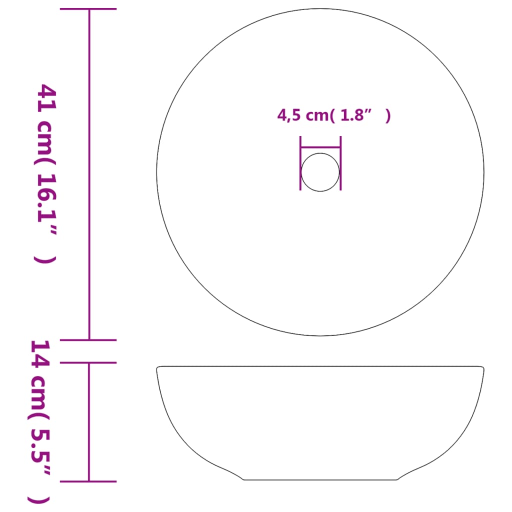 vidaXL Opzetwasbak rond Φ41x14 cm keramiek wit en blauw