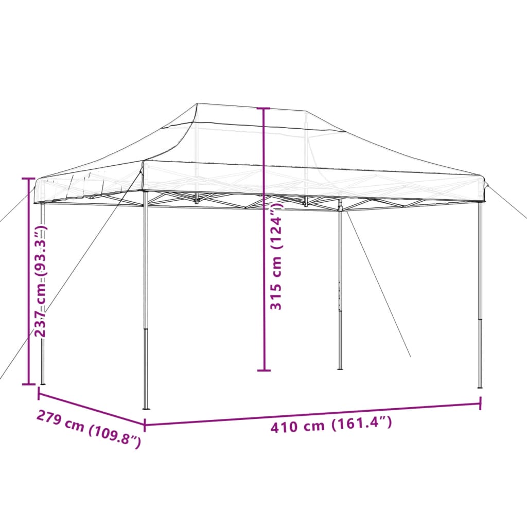 vidaXL Partytent inklapbaar pop-up 410x279x315 cm beige