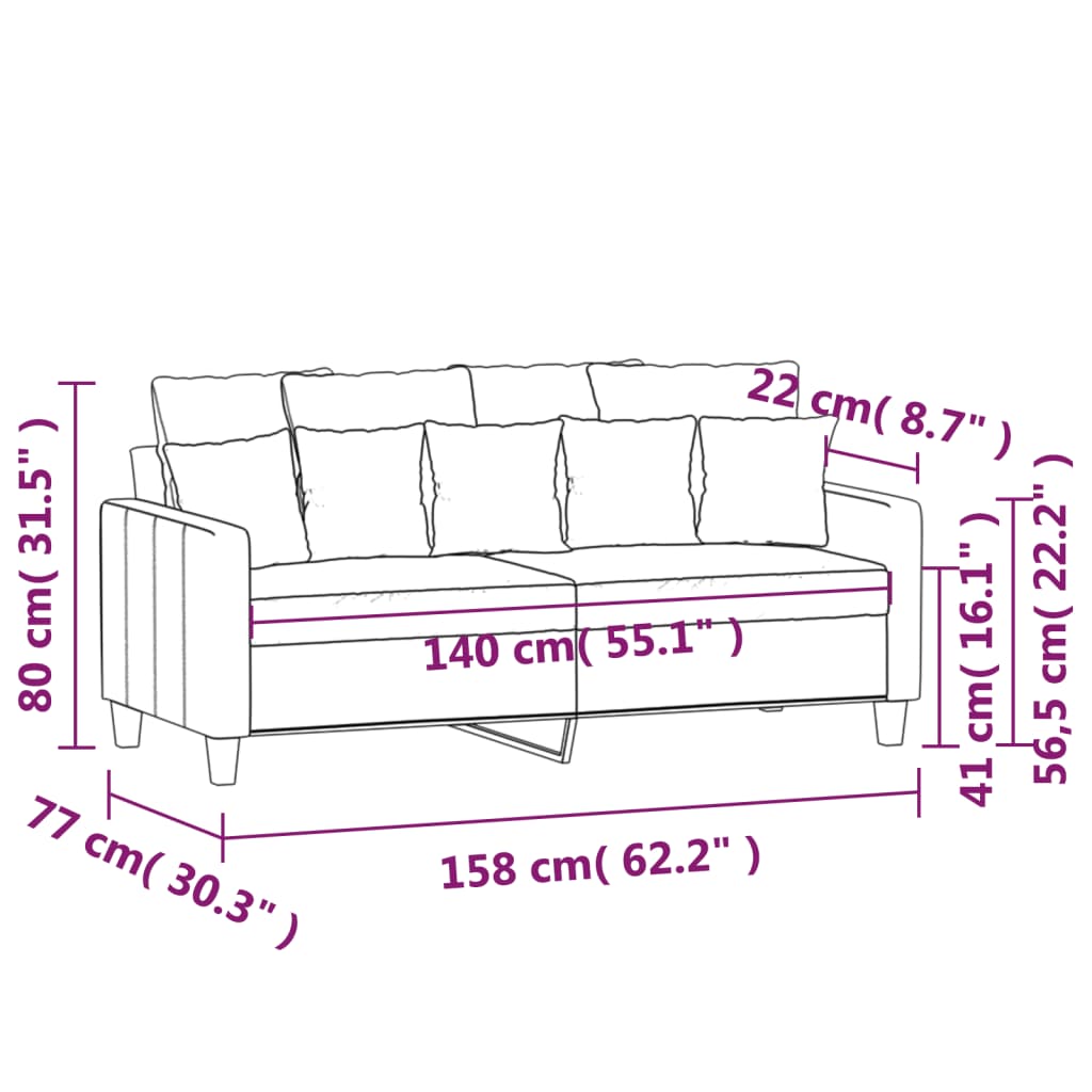 vidaXL Tweezitsbank 140 cm stof donkergrijs