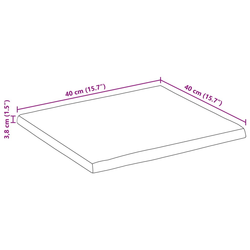 vidaXL Tafelblad met natuurlijke rand 40x40x3,8 cm massief mangohout