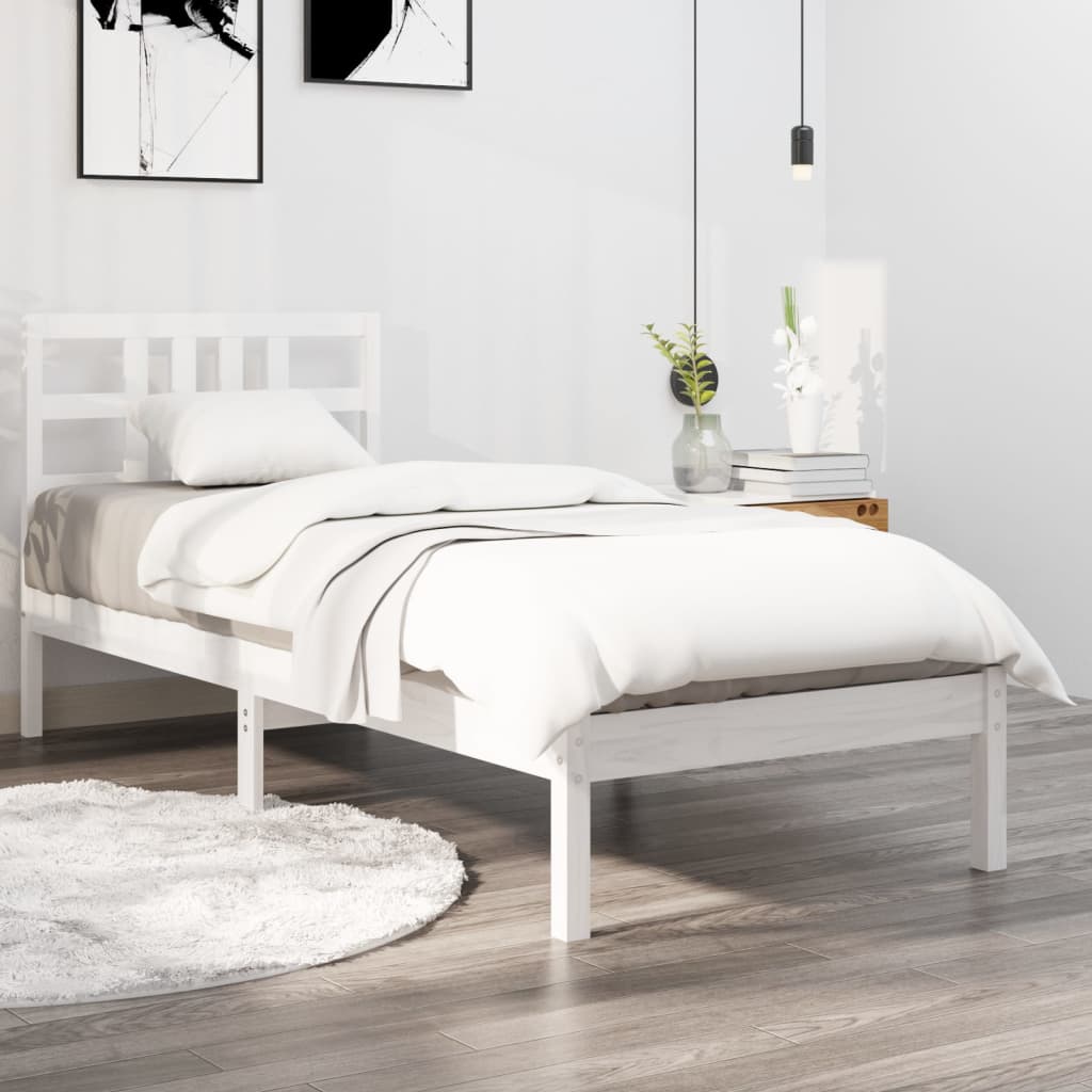 vidaXL Bedframe massief hout wit 100x200 cm