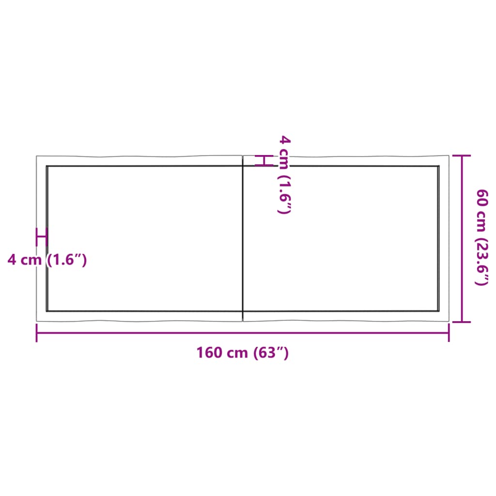 vidaXL Tafelblad natuurlijke rand 160x60x(2-6) cm massief eikenhout