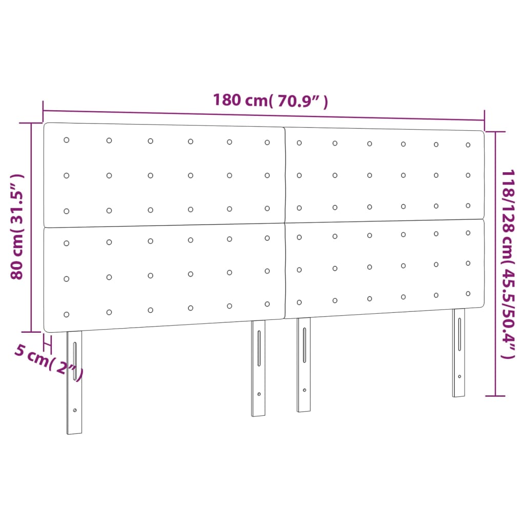 vidaXL Hoofdbord LED 180x5x118/128 cm kunstleer crèmekleurig