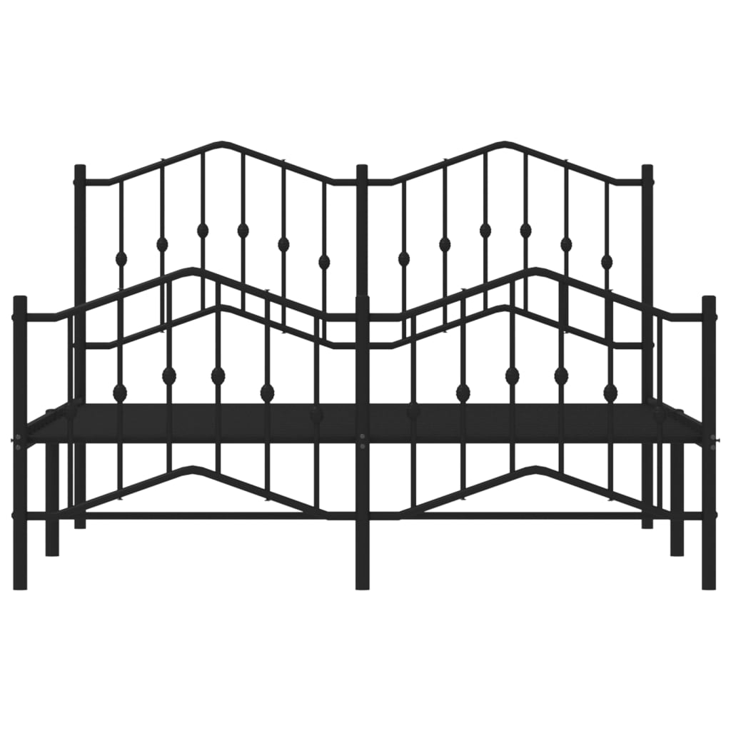 vidaXL Bedframe met hoofd- en voeteneinde metaal zwart 150x200 cm