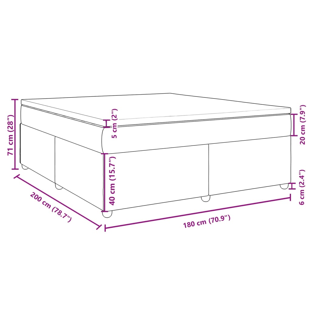 vidaXL Boxspring met matras stof blauw 180x200 cm