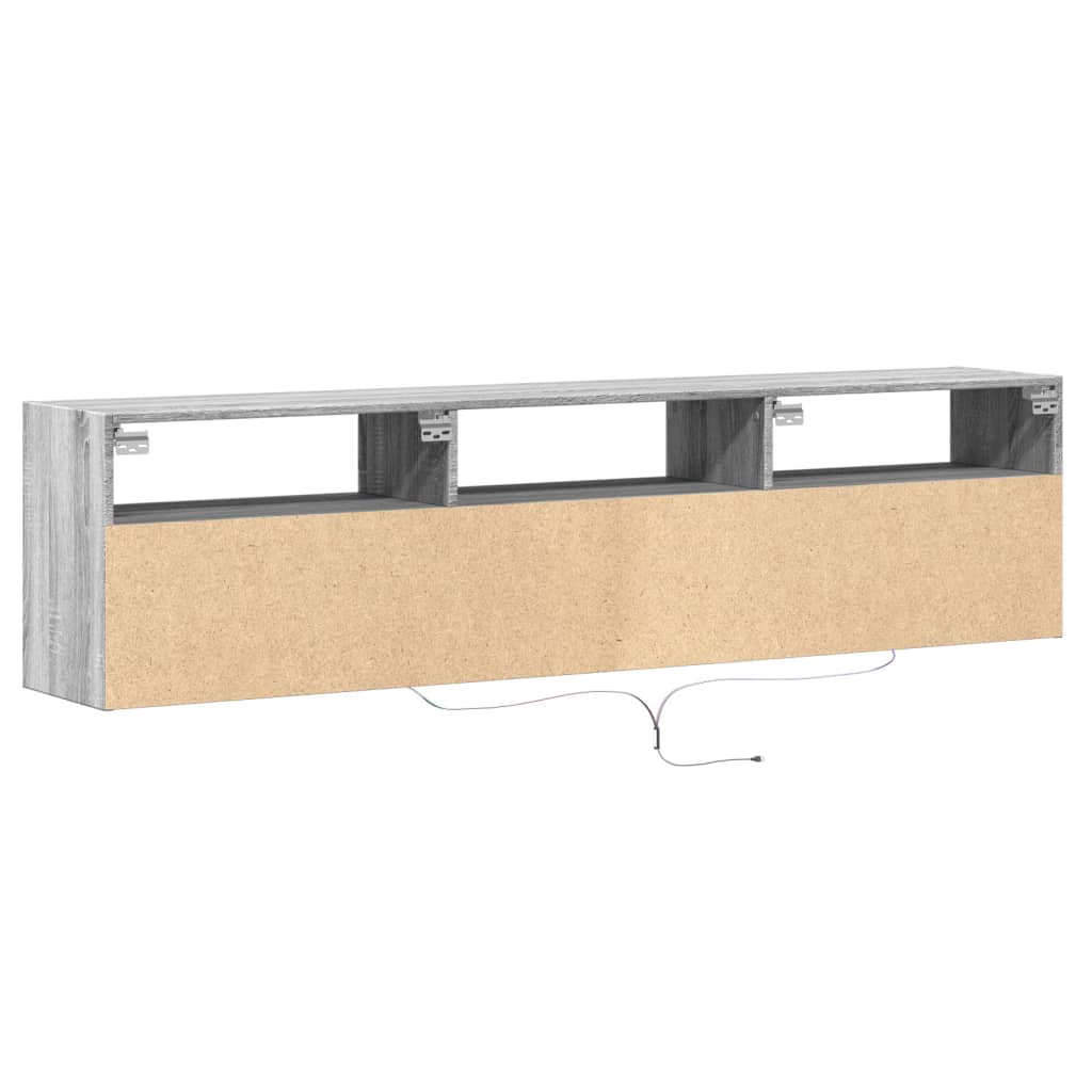 vidaXL Tv-wandmeubel met LED-verlichting 180x31x45 cm grijs sonoma