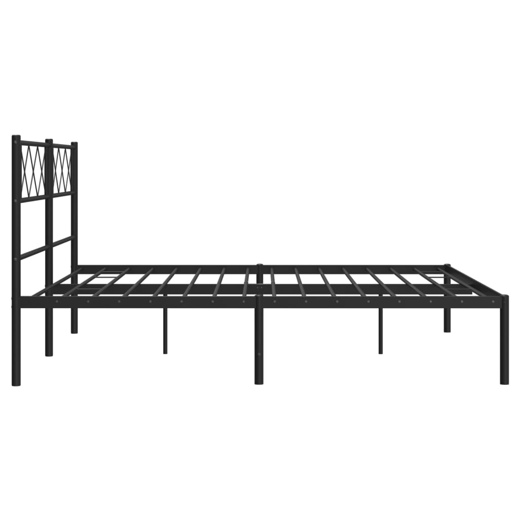 vidaXL Bedframe met hoofdbord metaal zwart 150x200 cm