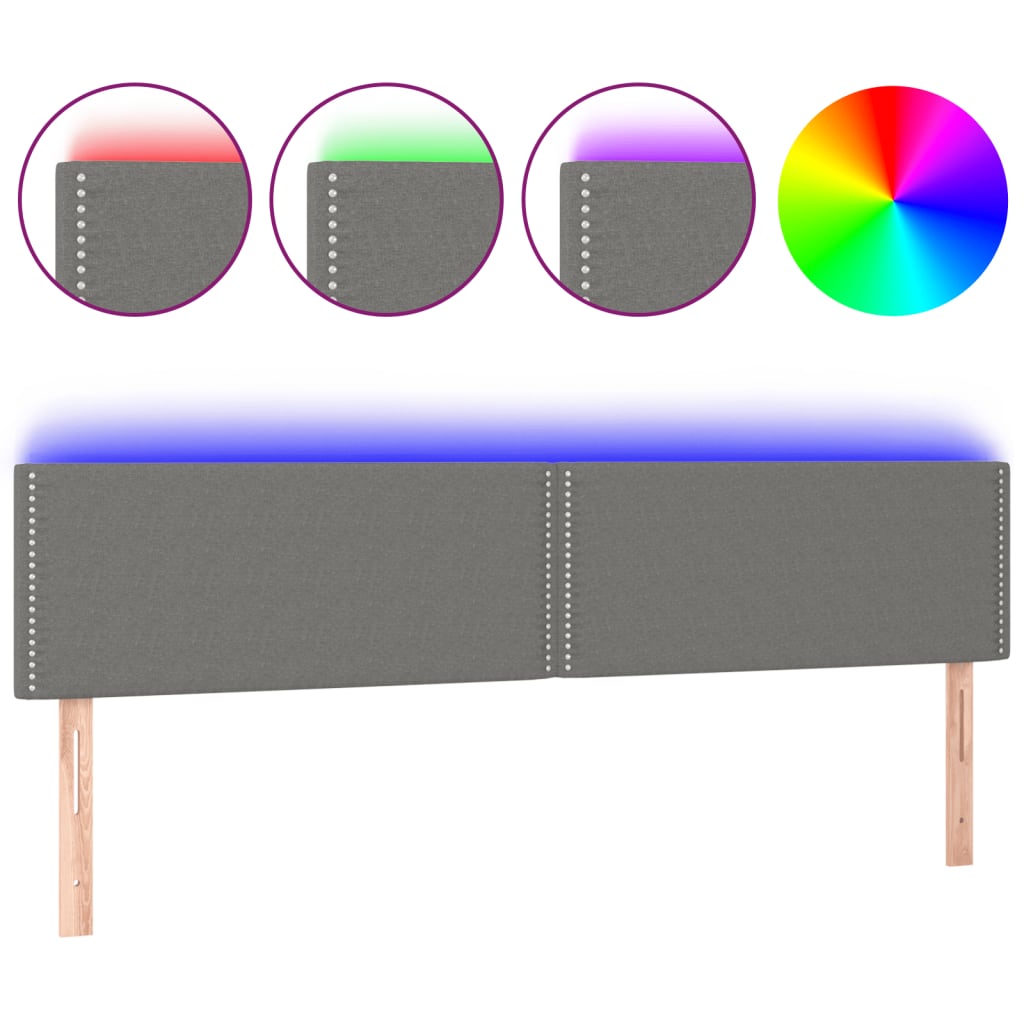 vidaXL Hoofdbord LED 160x5x78/88 cm stof donkergrijs