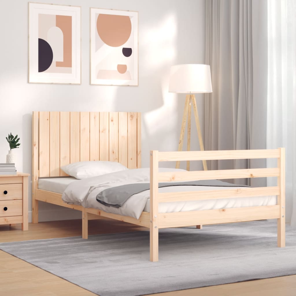 vidaXL Bedframe met hoofdbord massief hout 100x200 cm