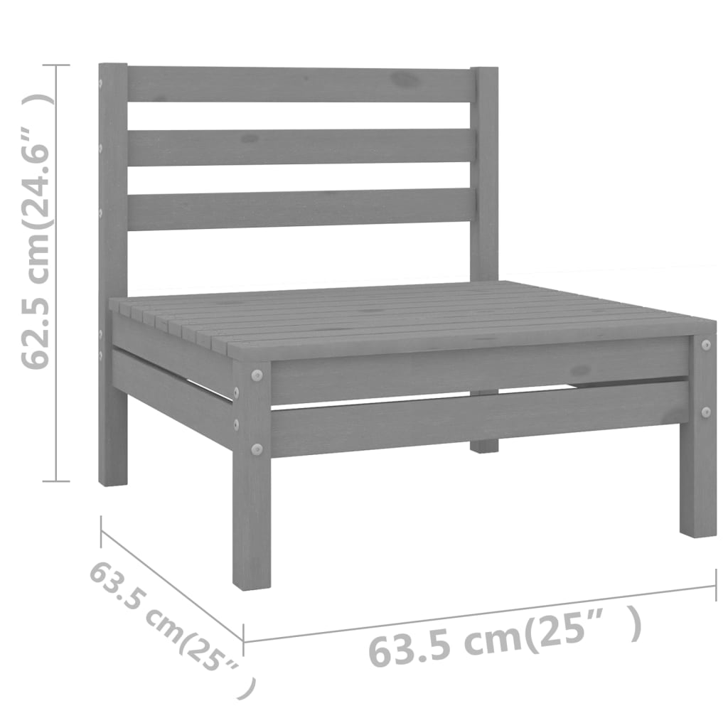 vidaXL 12-delige Loungeset massief grenenhout grijs