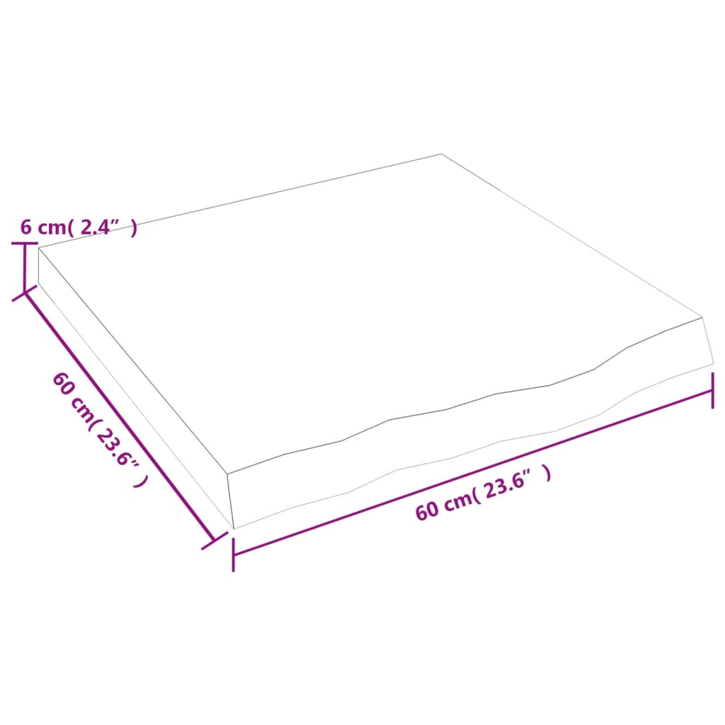 vidaXL Tafelblad 60x60x(2-6) cm onbehandeld massief eikenhout