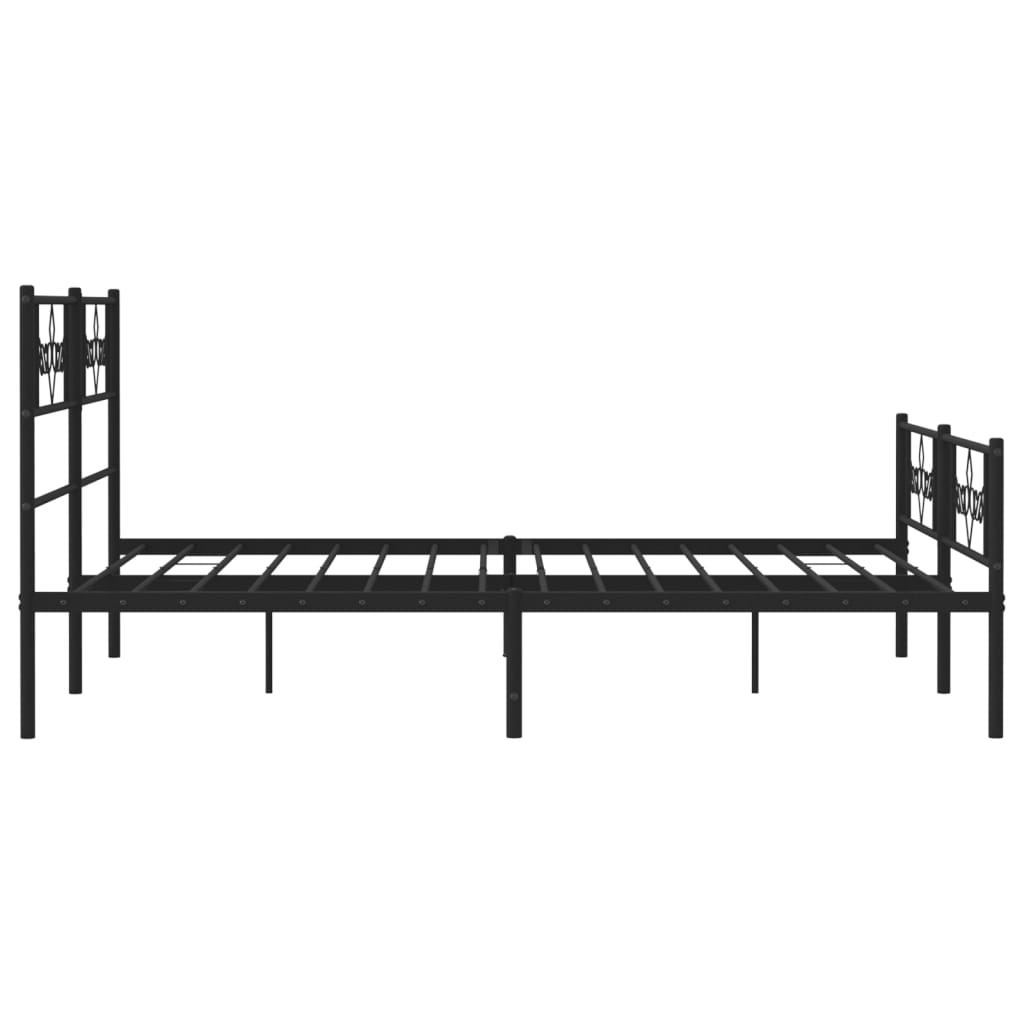 vidaXL Bedframe met hoofd- en voeteneinde metaal zwart 135x190 cm