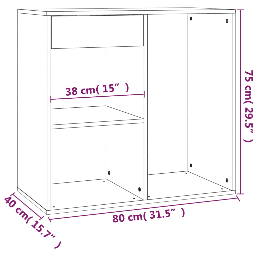 vidaXL Cosmeticakast 80x40x75 cm bewerkt hout bruin eikenkleur