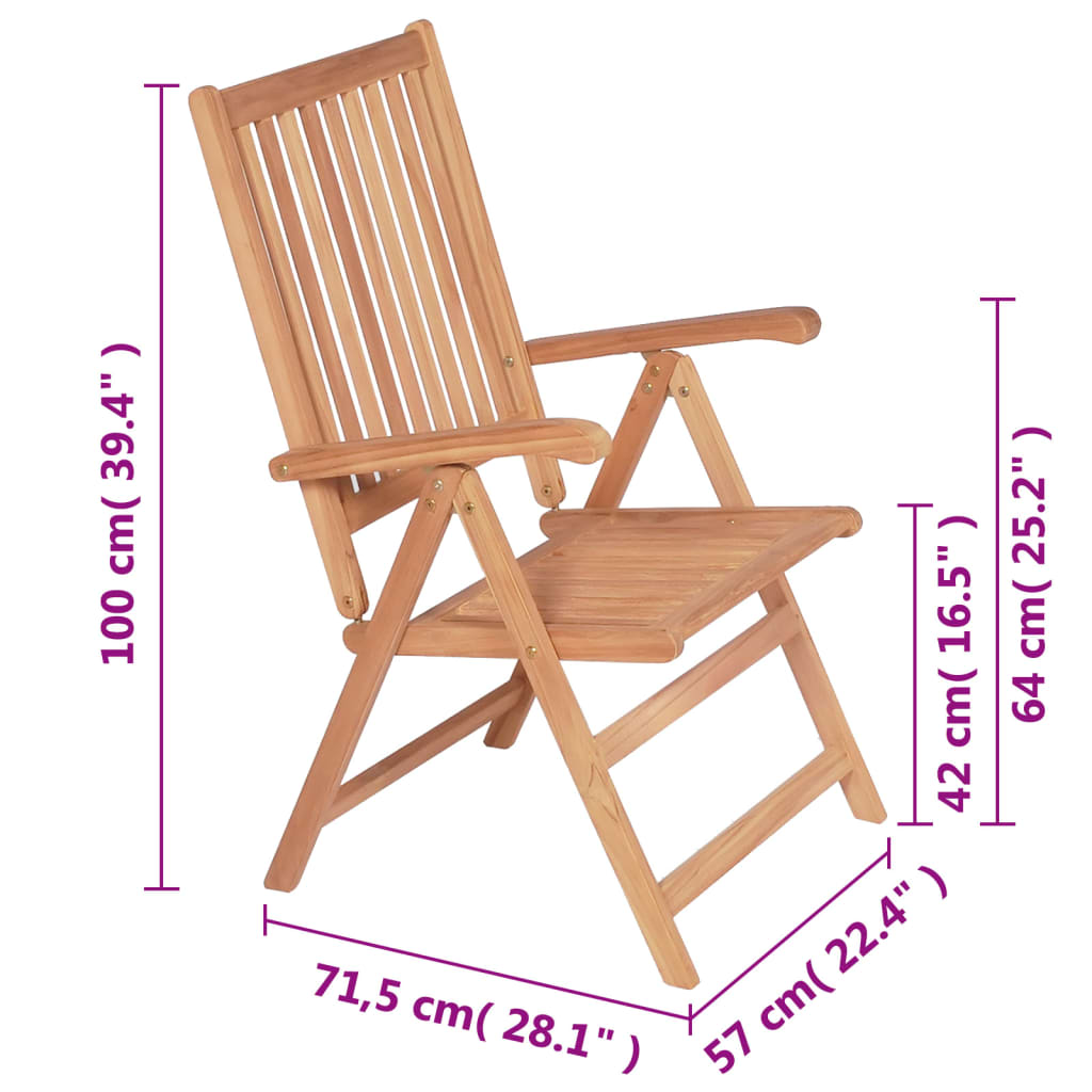 vidaXL Tuinstoelen 2 st verstelbaar massief teakhout