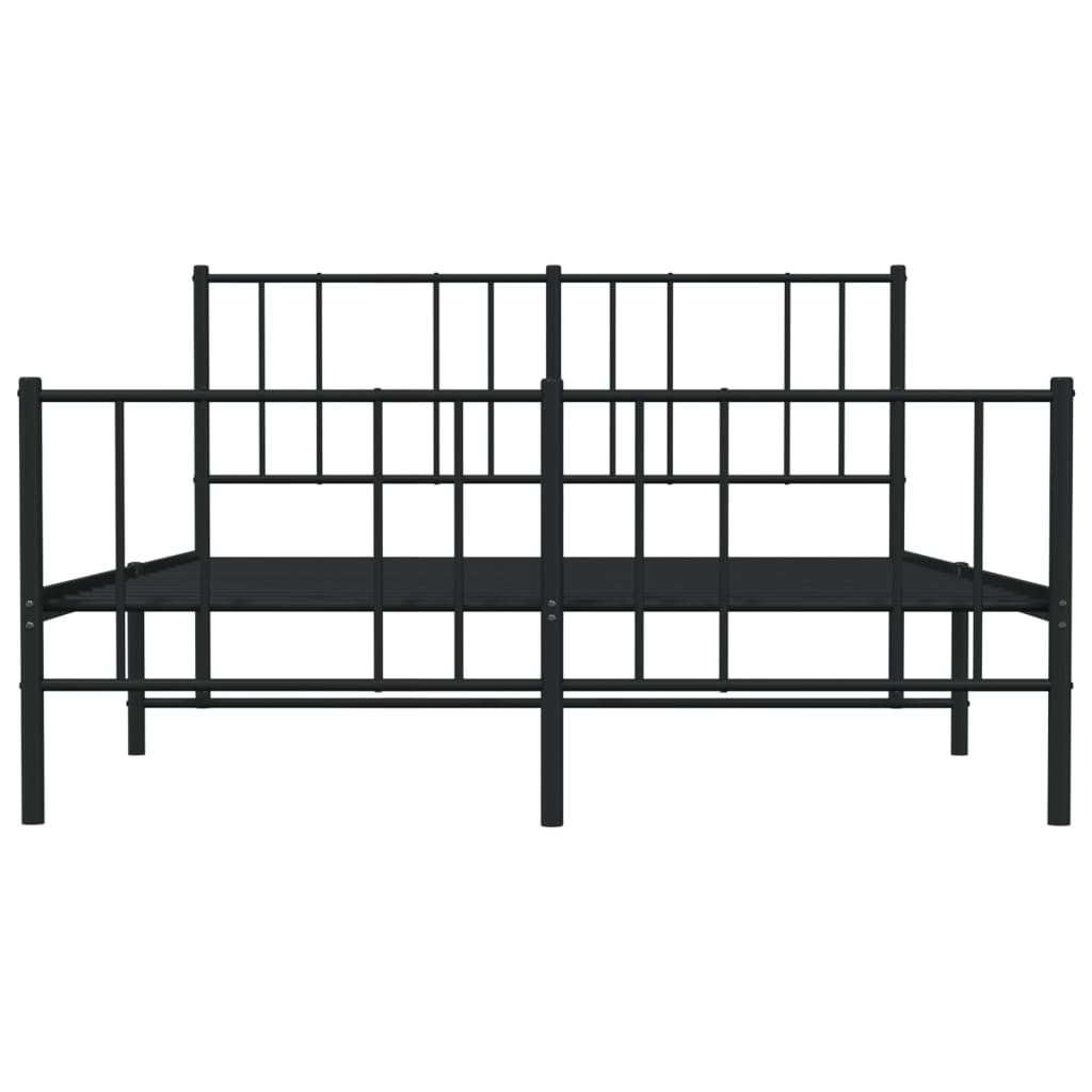 vidaXL Bedframe met hoofd- en voeteneinde metaal zwart 150x200 cm