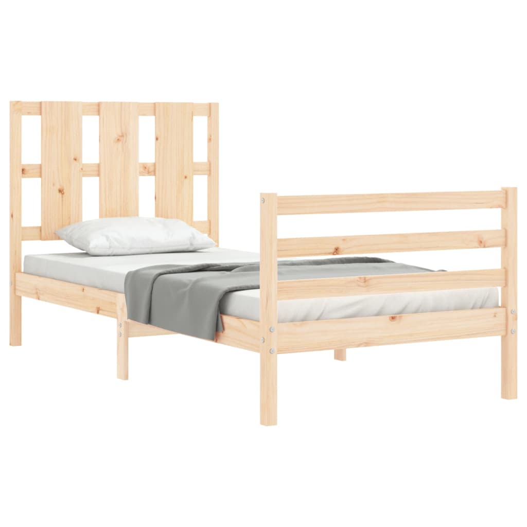 vidaXL Bedframe met hoofdbord massief hout 100x200 cm