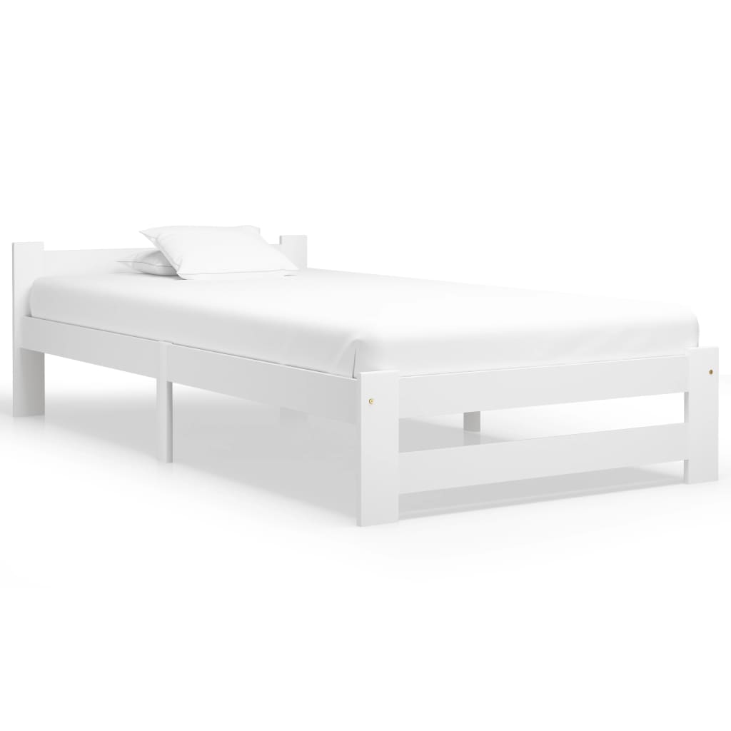 vidaXL Bedframe massief grenenhout wit 100x200 cm