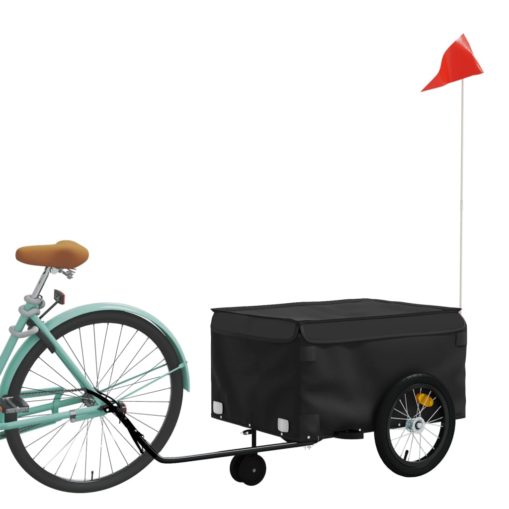 vidaXL Fietstrailer 45 kg ijzer zwart